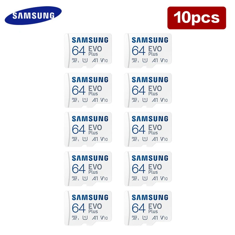 10 Pz/Lotto Originale Samsung Evo Plus Micro Sd Card 64Gb 128Gb Ad Alta Velocità Fino A 130 Mb/S Tf Card Memory Card Per Fotocamera Del Telefono Uav