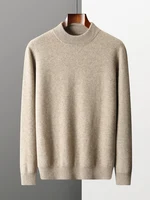 Men's Thick 100% Cashmere Sweater Mock Neck Basic Pullover Autumn Winter Smart Casual Cashmere Knitwear Soft Warm Clothing Tops 2