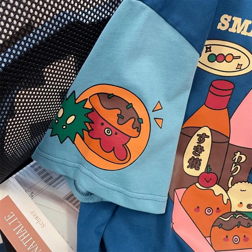 Harajuku Sweet Cartoon Print O-neck T-shirts Y2k E-Girl Patchwork Short Sleeve Tee Shirt Summer New Loose Tops Women Japanese 6
