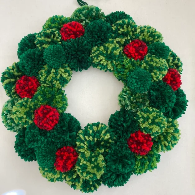 thick woolen pompoms ball wreath holiday decoration crafts 5cm wool pom pom wreath home decoration