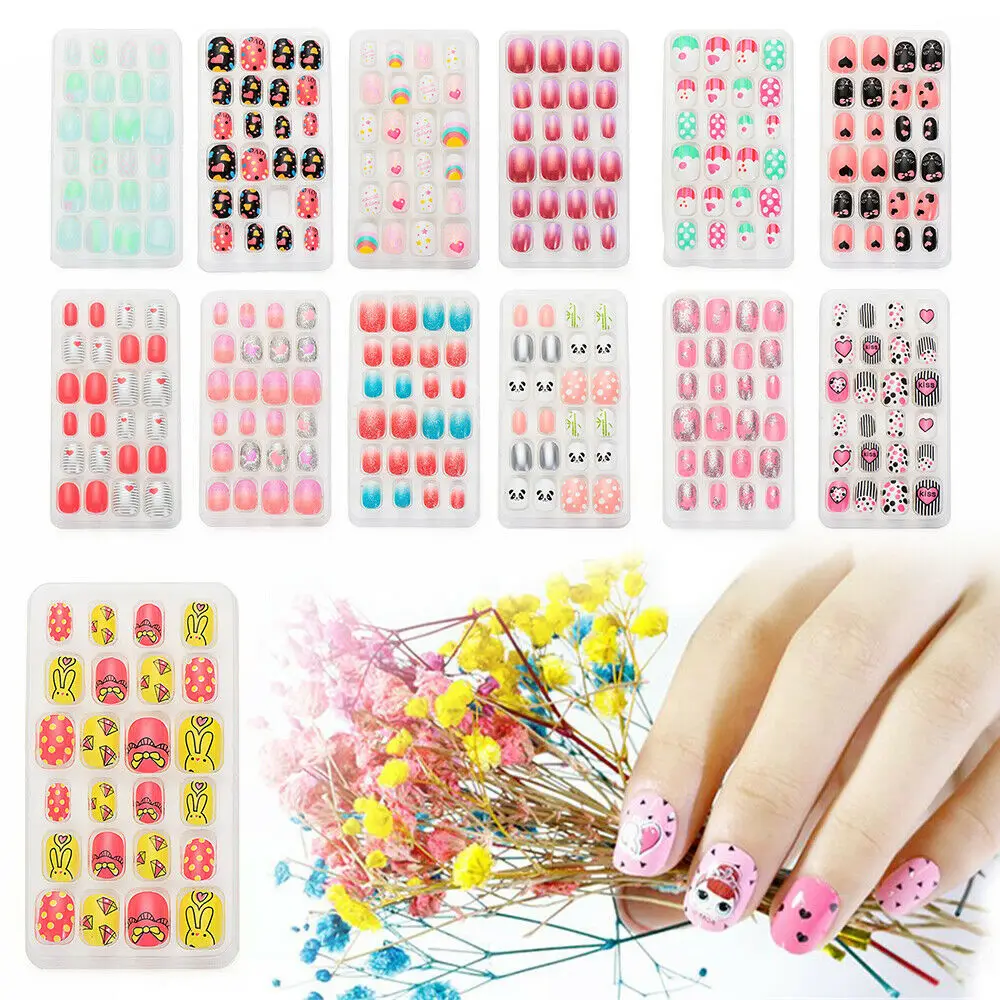 

Cartoon Self Adhesive Candy Color Full Cover Manicure Tips Fake Nails False Nails Nail Art