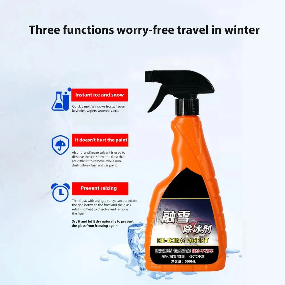 Car Deicer Spray Agent Windshield De-Icer Snow Melting Defrost Spray Trigger Car Glass Deicer Ice Melting