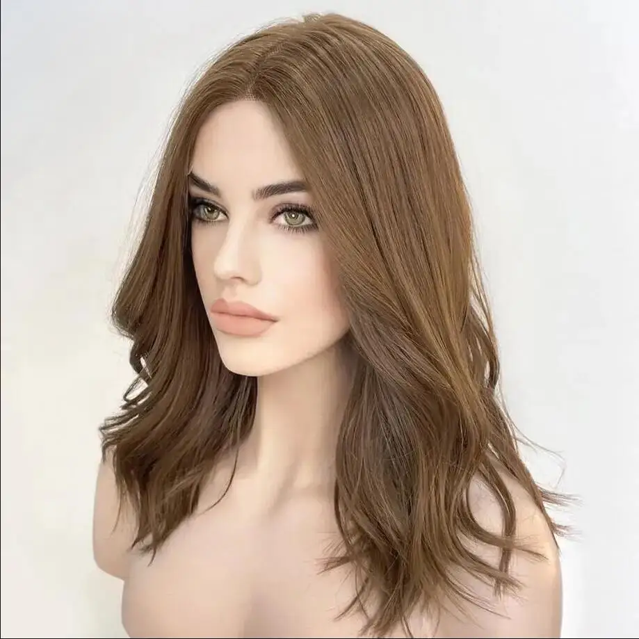 Preplucked 20"Brown Blonde Short Bob Wave 5x5 Silk Base Jewish Human Hair Wig With Baby Hair HD Lace European Glueless Wigs