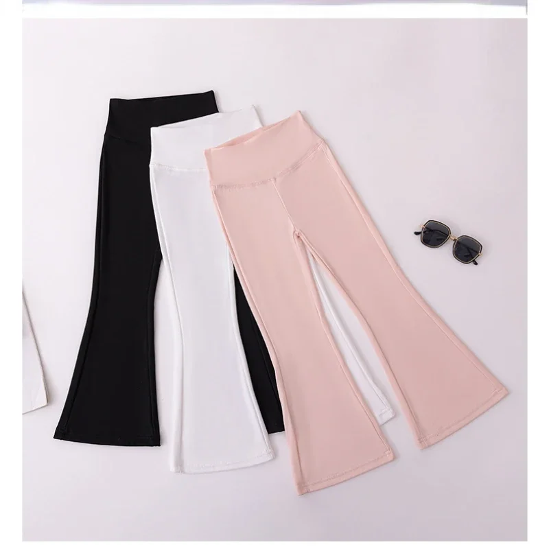 Girls Flare Pants Kids Elastic Solid Trousers Teenagers Slim Shark Pant Spring Autumn 3 To 14Yrs Children's Clothes Fashion