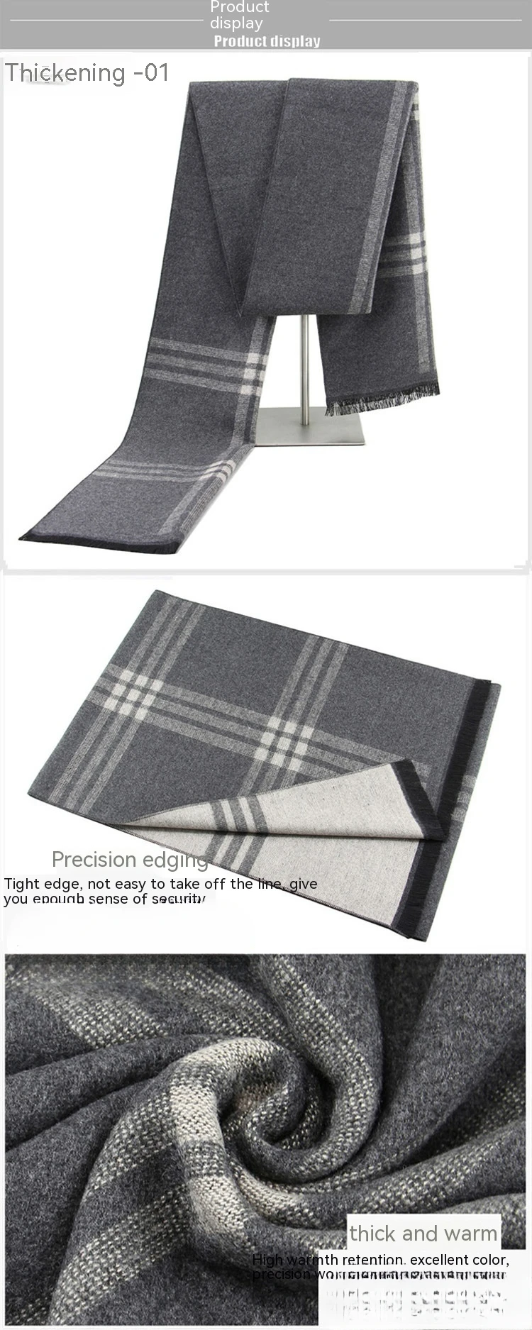 Herren Karoschal Aus Seidenplüsch - Warmer Winter Halsschal_voghion.com