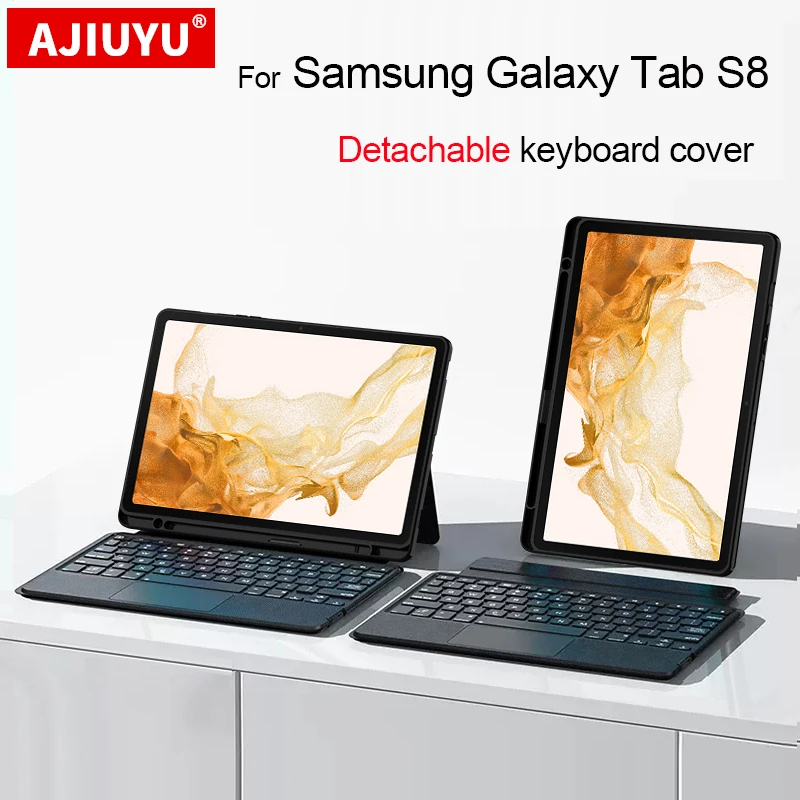 Teclado Backlight com Backlight Capa Separável para Samsung Galaxy Tab s8 11 Russo Espanhol Português Alemão Sm-x700 Sm-x706 Case