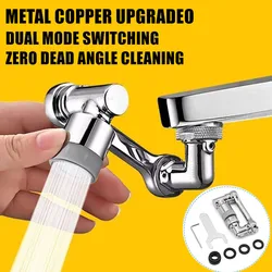 Metal Universal 1080°Swivel Robotic Arm Swivel Extension Faucet Nozzle Aerator Kitchen Sink Faucet Extender 2Water Flow Mode