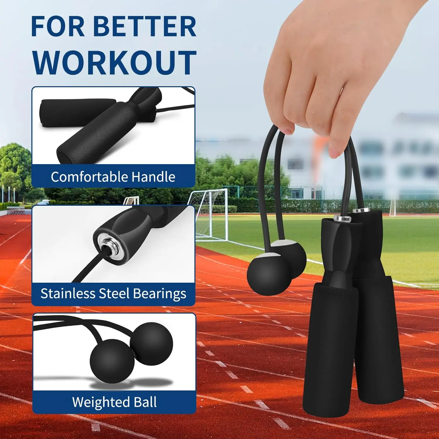 Jump rope 1pc Weighted Cordless Jump Rope for Effective Fitness Training-Perfect for Indoor and Outdoor Workouts