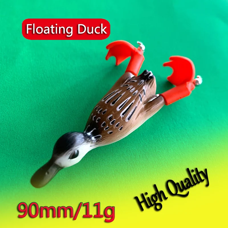 Spin Bait 3D Floating Duck Topwater Fishing Lure Esca Artificiale Plopping E Spruzzi Piedi Pesca Dura Per Luccio Trota Pesca