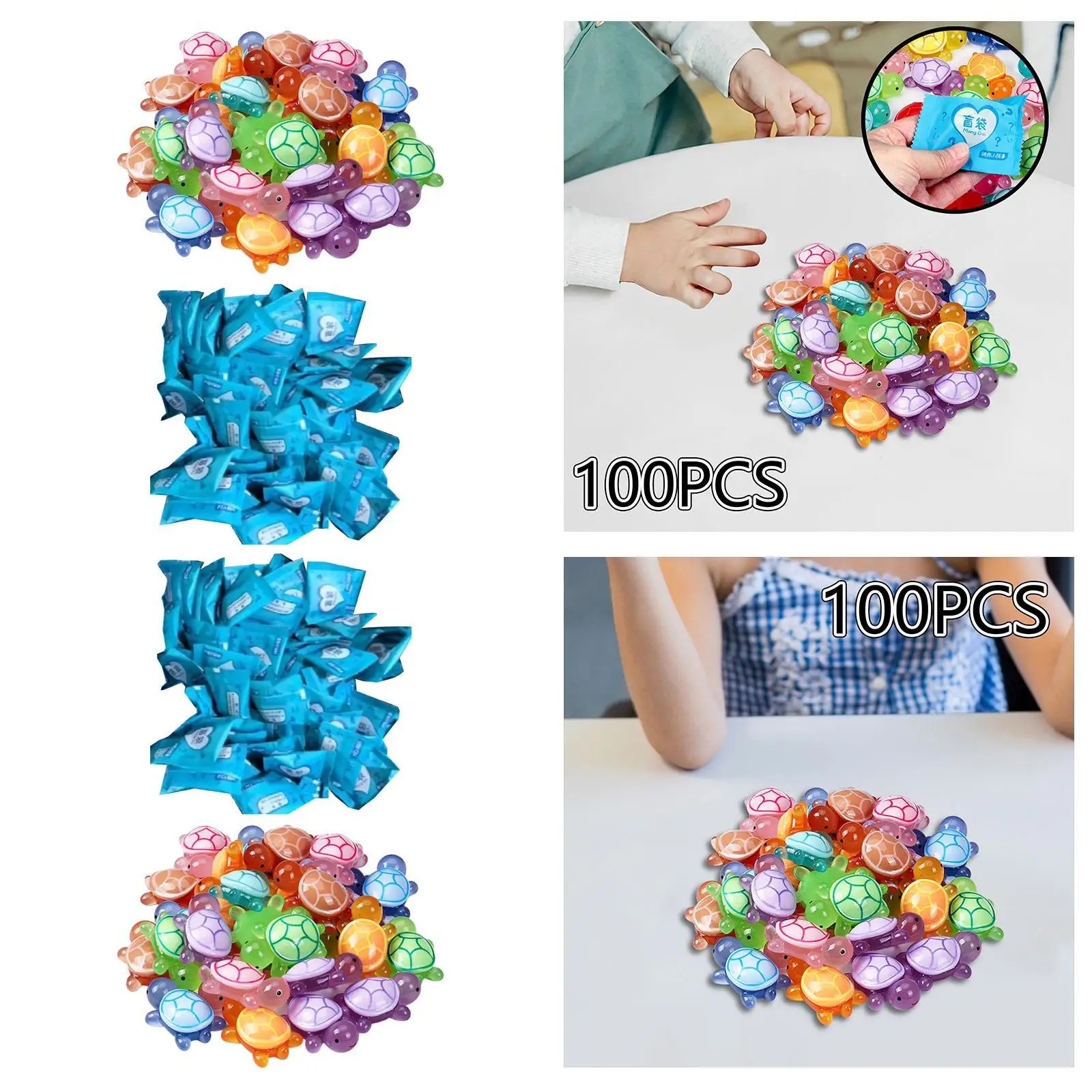 100x Luminous Mini Turtles Collection Turtles for Party Favors Table Garden