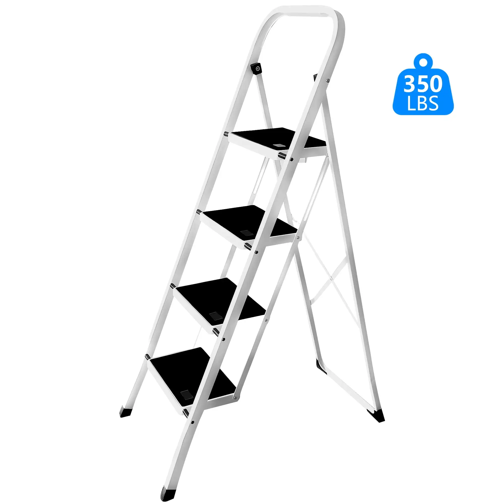 

HONGGE 4 Step Ladder Portable Folding Step Stool with Wide Anti-Slip Pedal, 350 lbs Capacity Lightweight Ladders for Home