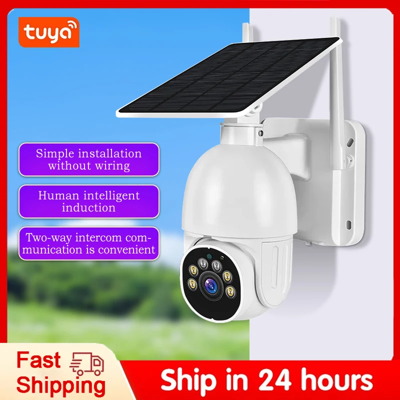 Tuya Smart Solar IP Camera Outdoor WIFI Dome 1080P HD 360° Video Surveillance Wireless Low Power Long Time Standby Home Camera