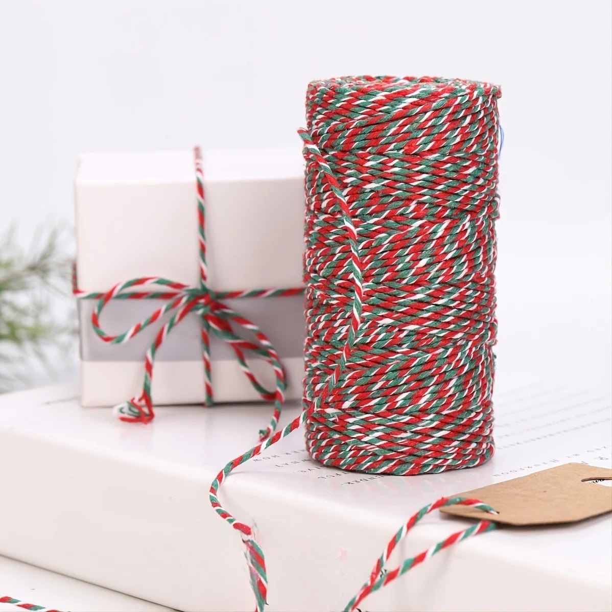 100M/Roll Red Green and White Colorful Cotton Rope for Home Decoration ...