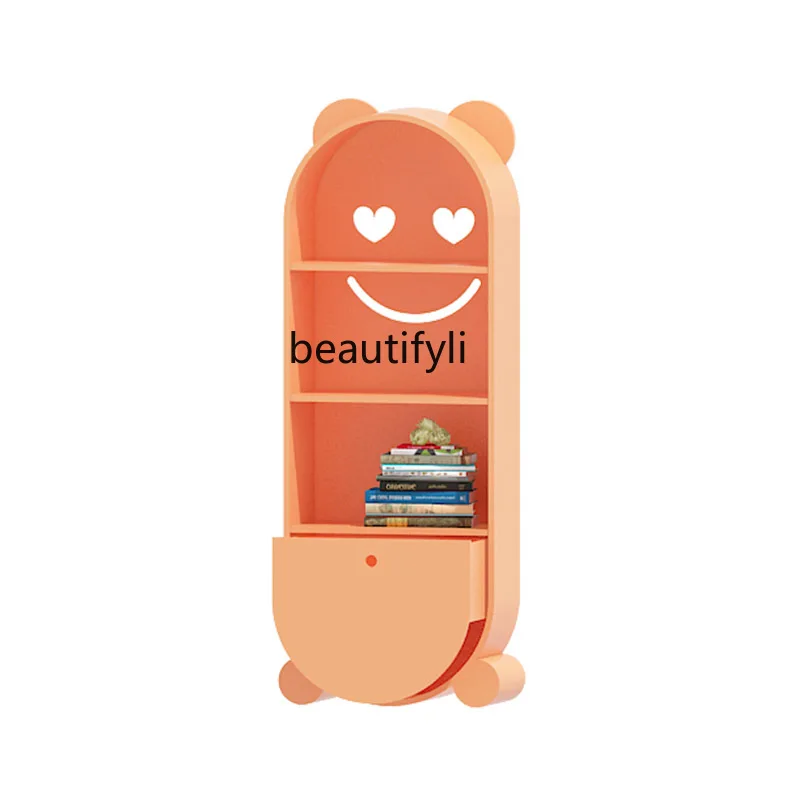 

Wooden Minimalist Creative Cartoon Library Bookshelf Multi-Layer Floor-Standing Rack Storage Rack