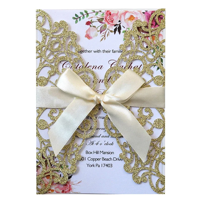 10Pcs Laser Cut Wedding Invitations Cards Tags Vintage Wedding Bridal Gift Greeting Card Birthday Decoration Party Supplies
