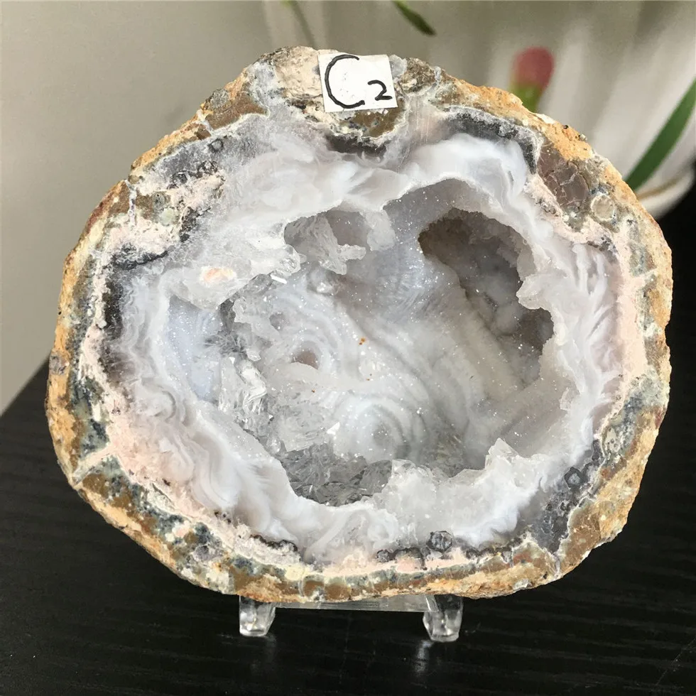 

Mexico Natural Crystal Cluster Agate Geode Rough Point Healing Teaching Mineral Specimen