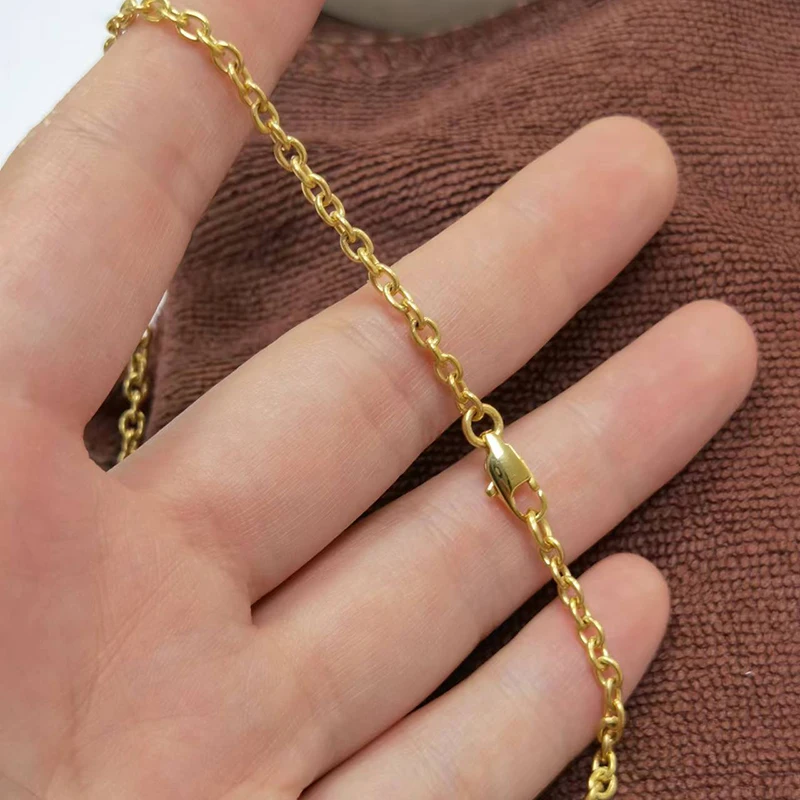 Pure Titanium O-Shaped Welded Death Link Chain Necklace 3mm Width