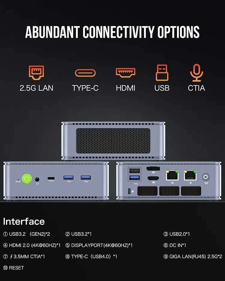 GMKtec K6 AMD R7 7840HS Gaming Mini PC 8-core 16-thread 16