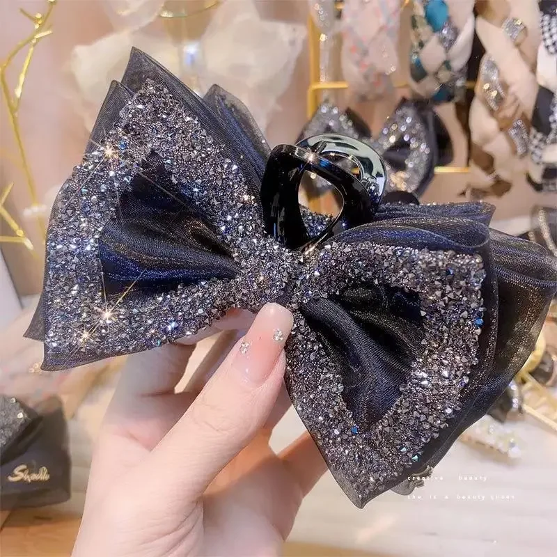 

Luxury Mesh Diamond Butterfly Knot Hair Clip Claw for Women's Fashionable Personality Hair Clip, Elegant Temperament Headwear