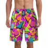 Men Board Shorts Classic Awful 90's Neon Cute Hawaii Swim Trunks Comfortable Running Surf Hot Sale Plus Size Beach Short Pants 1