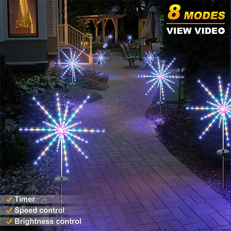 Led Solar Fireworks Light Outdoor Meteor Horse Lamp Garland Ip65 Waterproof String Lights Garden Lawn Street Decor Christmas