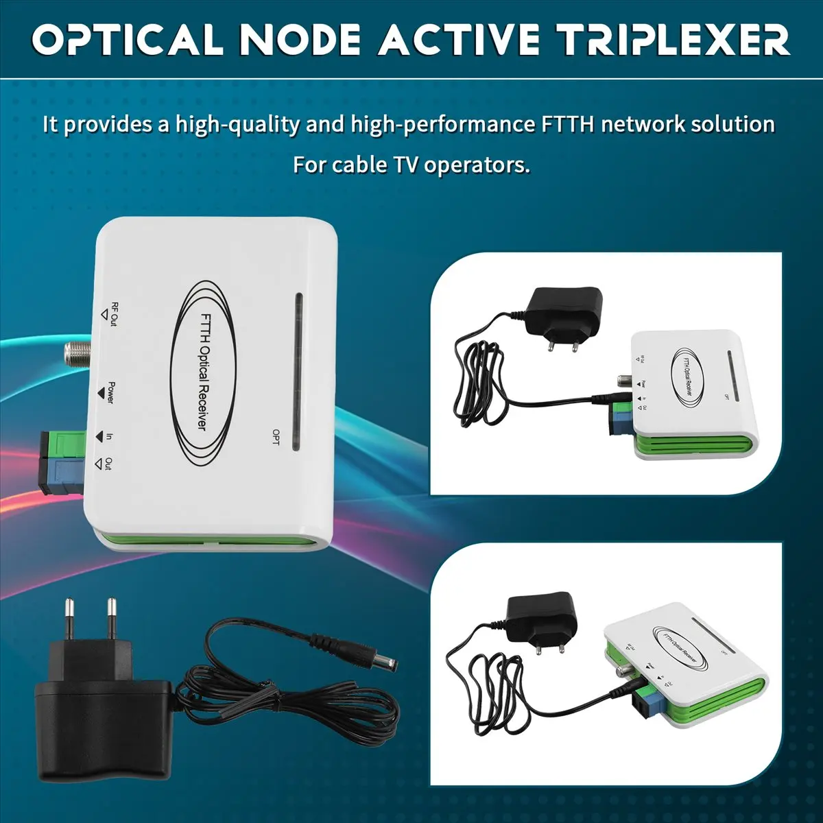 T28C CATV 시스템 ONU FTTH 광 WDM 수신기 광 노드 액티브 트리플렉서 SC/APC(B) EU 플러그