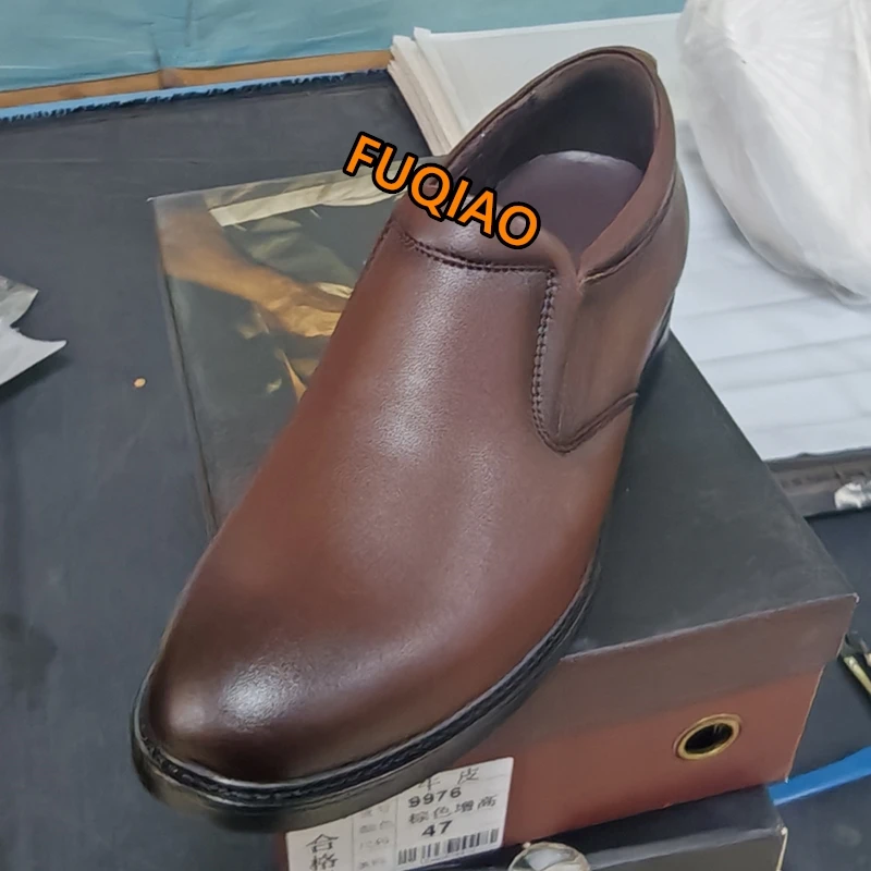 Aufzug Loafer Hochzeit Männer Leder Schuhe Business Britische Formale Kleid Schuhe Höhe Erhöhen Einlegesohle 6CM Lift Plus Größe 35-47 – Detail 4