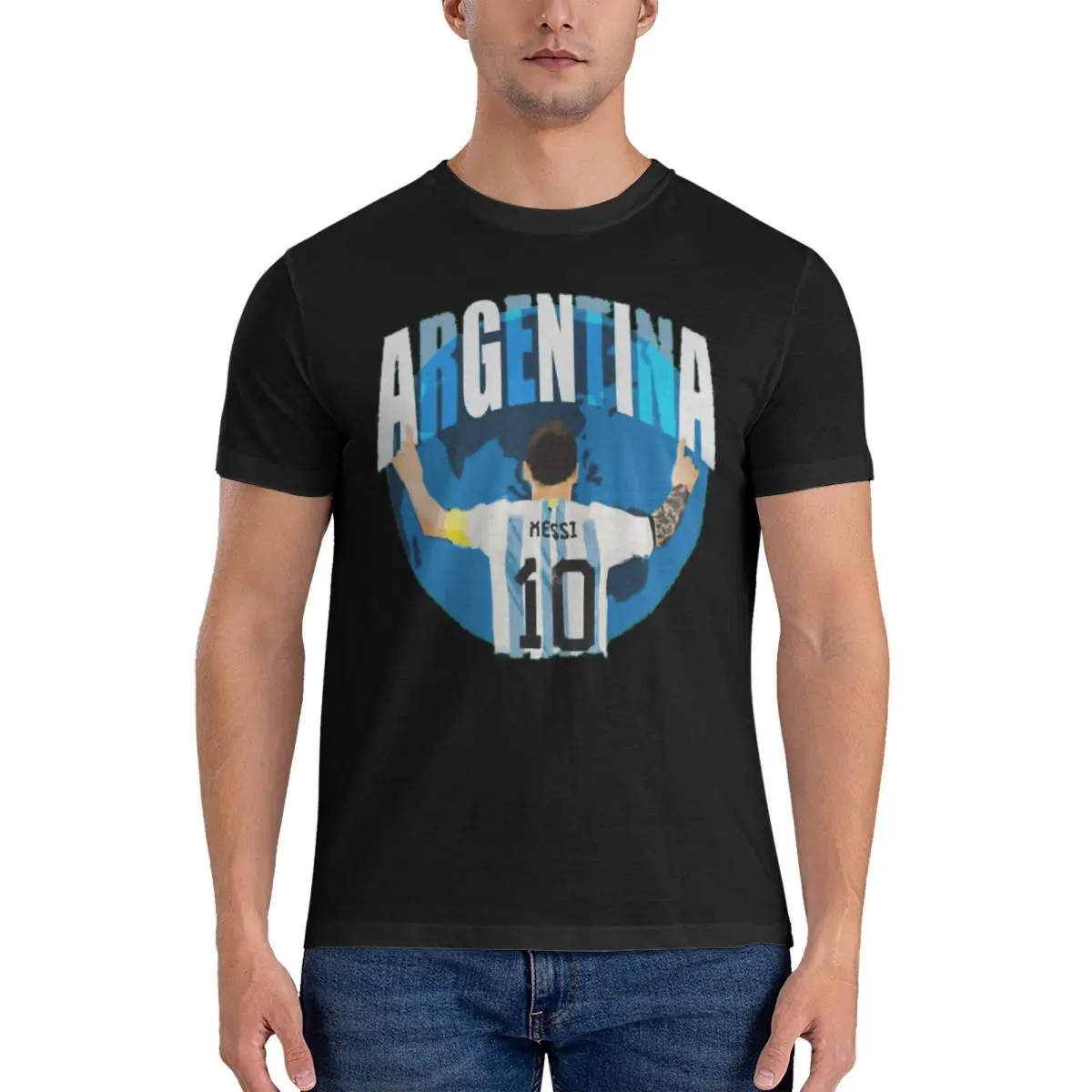 Celebration Gost E Andrmuslims E Messi E Argentina No.10 Goat Caricature 53 Tees T-Shirt Divertente Harajuku Leisure