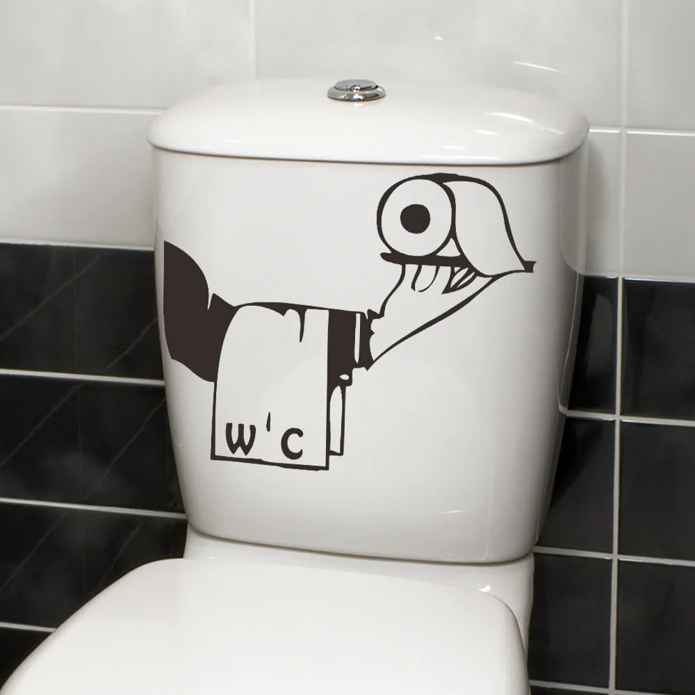 C15# Cartoon Naughty kids Toilet Stickers Child Urination Toilet Lid WC Door Sticker Removable Decor Paper Household Decal