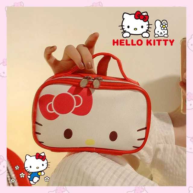 Hello Kitty-Trousse de maquillage portable Anime pour dames, mini