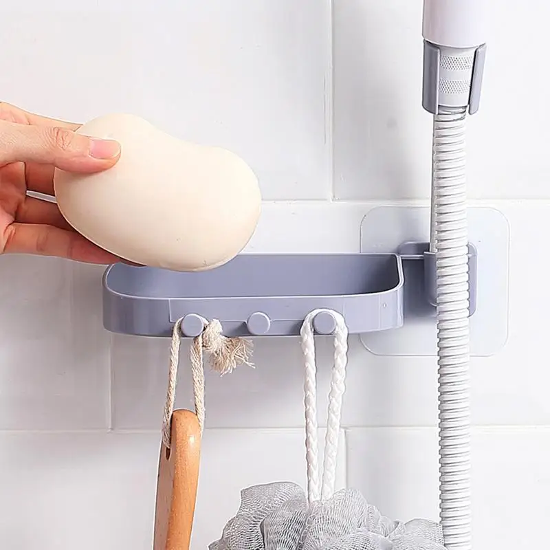

Shower Head Mount Punch Free Shower Bracket Holder With Soap Dish Showerhead Holder Strong Bearing Force Supporting Structure