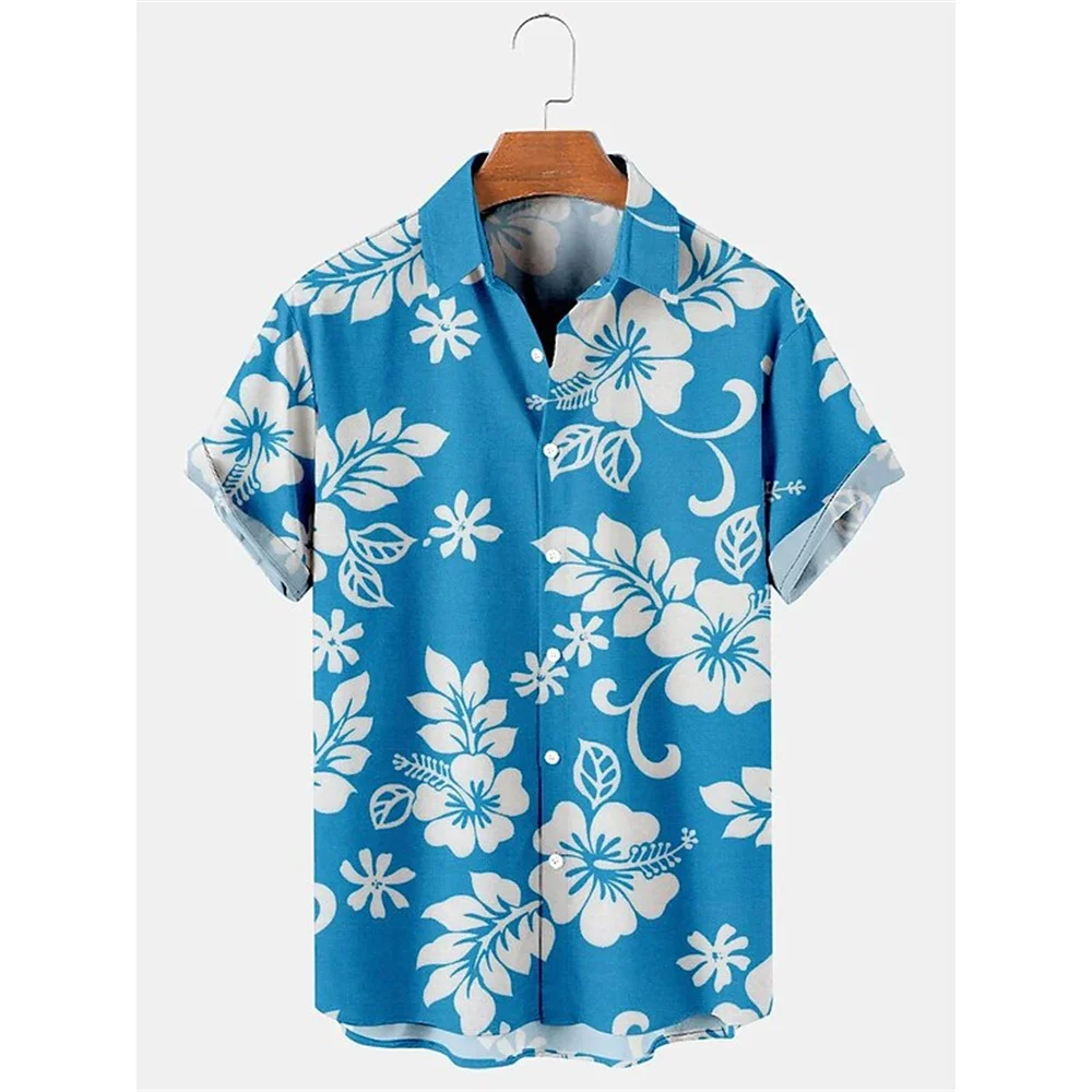 Hawaiian Male Social Floral Shirt For Blouse Men 3D Camisas Casuais Print Slim Fit Men's Street Casual Short Sleeve Clothing 4