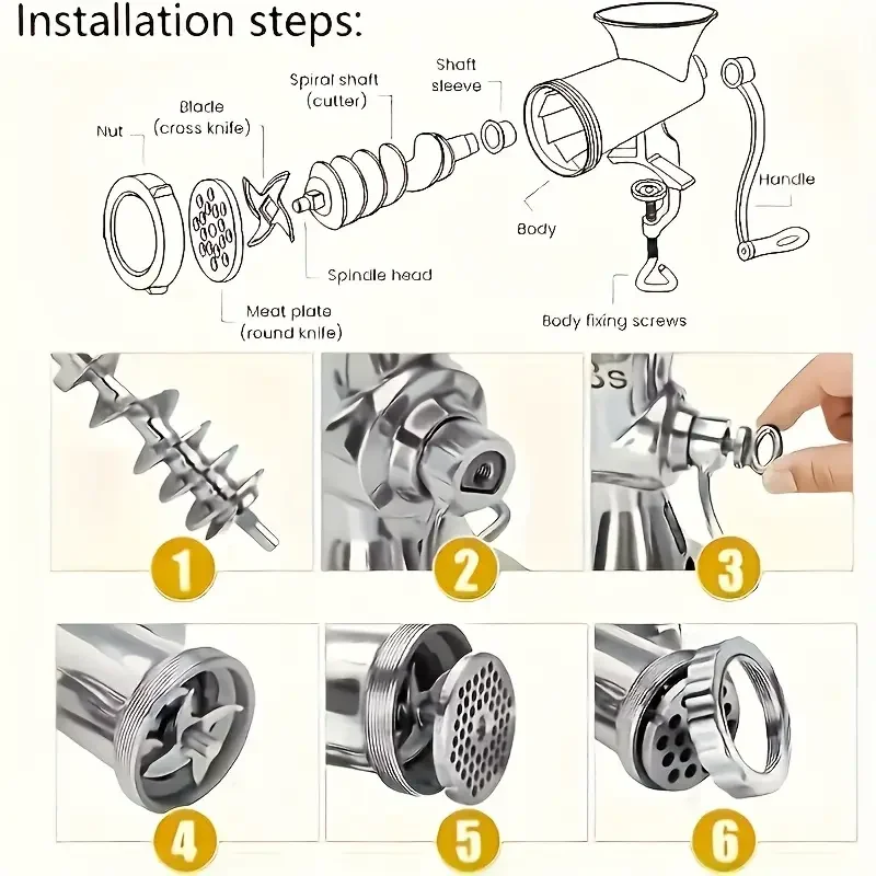 Heavy Duty Hand Operated Manual Kitchen Meat Mincer Noodles Grinder Sausage Filler Fruit Vegetable Beef Sausage Pasta Maker meat grinder