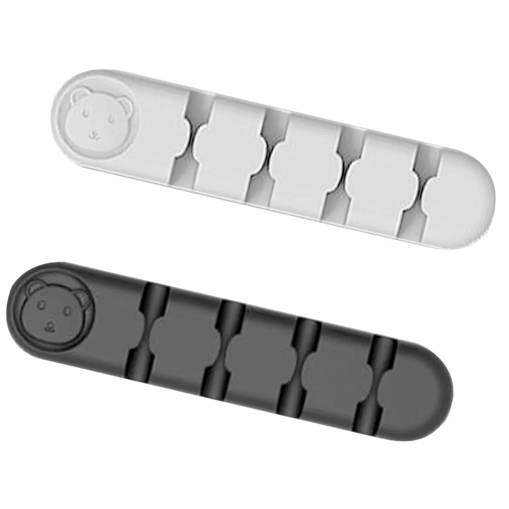 2Pcs 케이블 정리기 자체 접착식 실리콘 코드 홀더 충전용 데스크 와이어 관리 클립 USB 오디오 케이블 관리