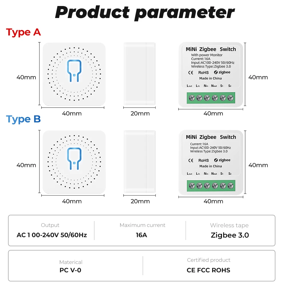 Tuya Power Monitor Zigbee 16A Mini Wifi Smart DIY Switch Light  2 Way Timing Control Automation Module APP For Alexa Google Home images - 6