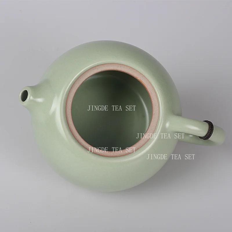 210ml Ru Kiln Ceramic Tea Pot Light Green Handmade Ice Cracked and Sliced Xishi Teapot Anti Scalding Teapot Can Be Maintained