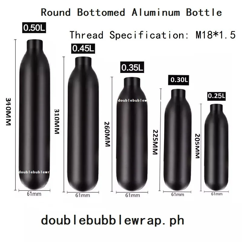 0.25L-0.5L Round Bottomed Aluminum Bottle M18*1.5 Thread Tank Bottle 4500 PSI Tank For Cylinder Diving 6
