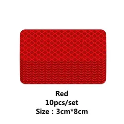 Set of 10 Reflective Safety Warning Stickers (Red)