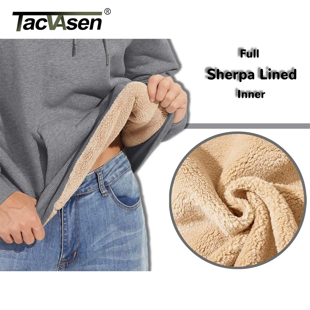 TACVASEN Thicken Sherpa Lining Hoodies Mens Winter Hoodies Kangaroo Pocket Sweatshirts Jackets Hooded Pullover Casual Coats Tops,zip up hoodie,sweatshirt jacket,fleece hoodies,print hoodies,solid color hoodies,fleece jacket