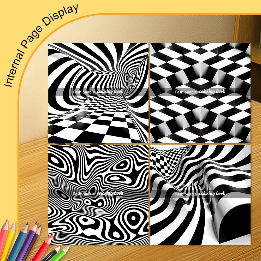 STEREOSCOPIC Patterns Coloring Book for Adults Cute Drawing Book Perfect Gift for Party and Birthday 4