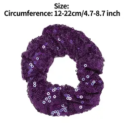 Sparkly Sequin Glitter Hair Ties - Colorful Elastic Scrunchies for Women, Girls & Kids Dance Accessories (Purple)