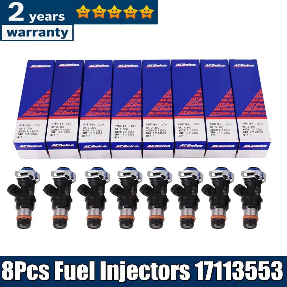 

8Pcs 17113553 Fuel Injectors for 2001-2007 GMC Cadillac Chevy 4.8L 5.3L 6.0L NEW