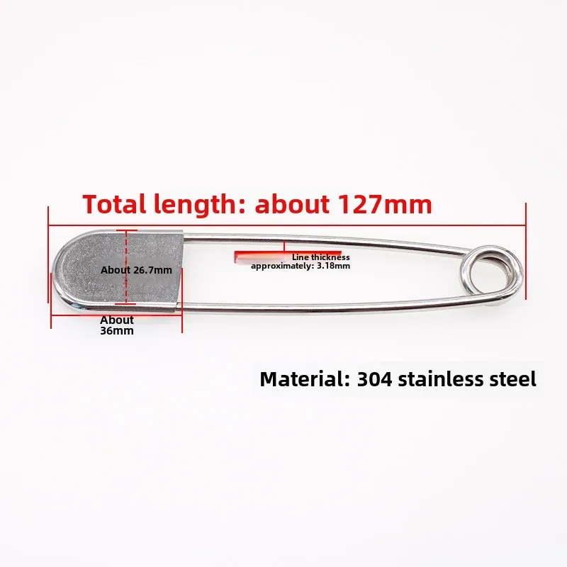 5pcs 대형 실버 스테인레스 스틸 안전 핀 DIY 바느질 바늘 래핑 된 안전 핀 고정 파일 도구 의류 액세서리