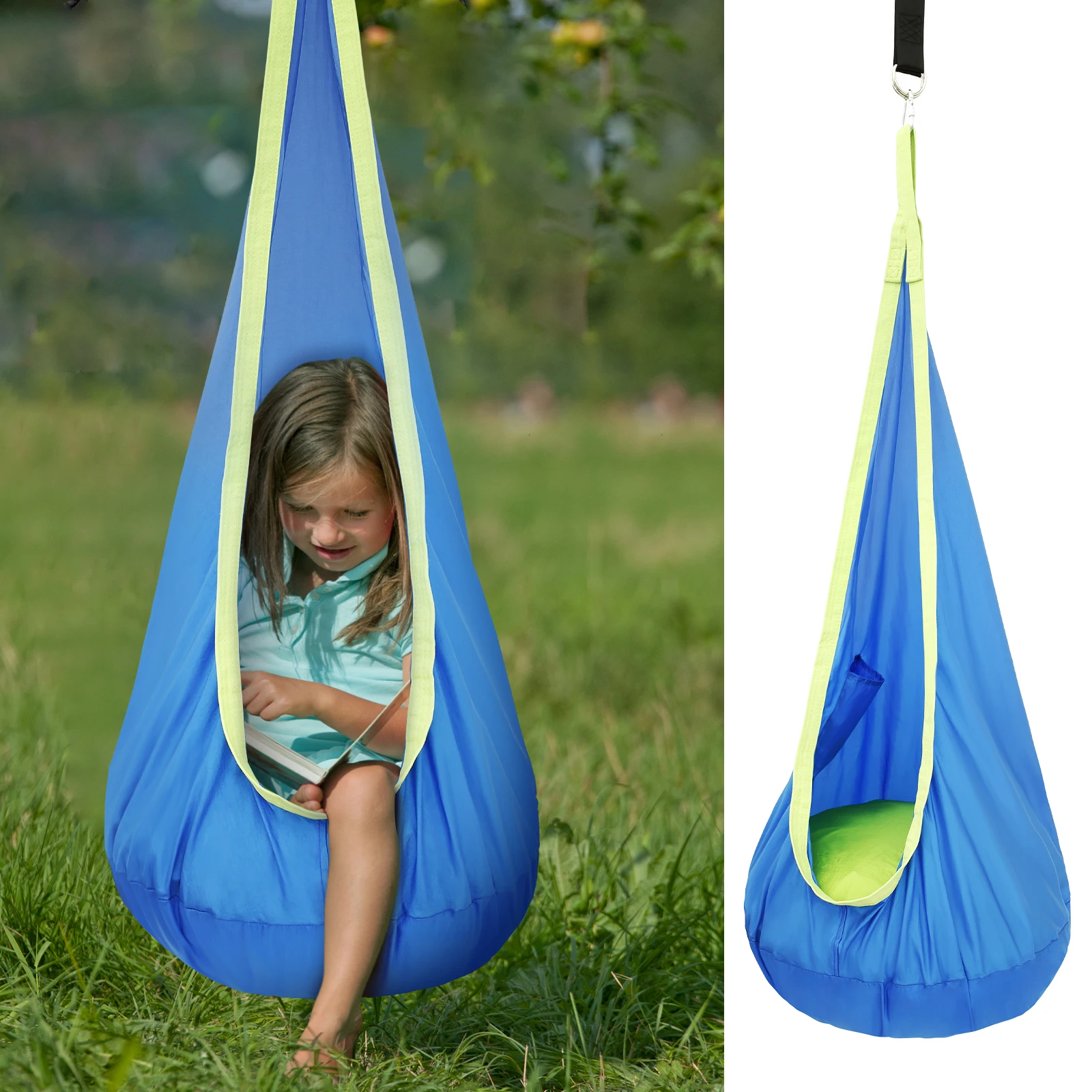 Chair Sensory Swing Chair Kids Pod Swing Seat Portable Hammock Inflatable Pillow Hanging Hammock Max 200kg