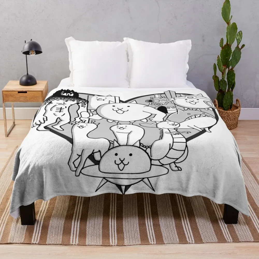 

Battle Cats Evolved Cats Mural Throw Blanket Retros Picnic Winter beds Blankets