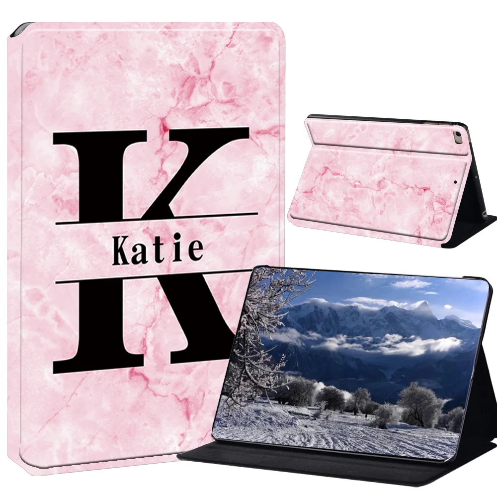 Elegant Marble Initial PU Leather Stand Case for Tablets - A to Z Letters