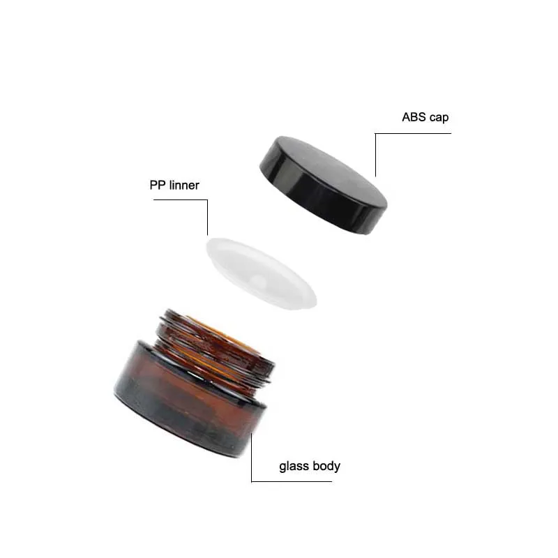 20PCS 5ml 10ml 15ml 20ml Amber Glass Candle Jars Refillable Sample Bottle Cosmetic Face Cream Jar Pot Empty Bottle Container