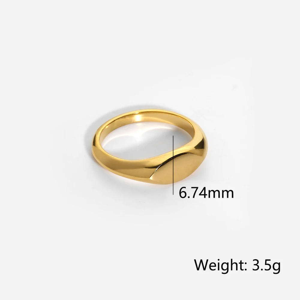 2022 New 316L Stainless Steel Geometric Signet Rings for Women Minimalist Metal Gold Ring Accessories Tarnish Free