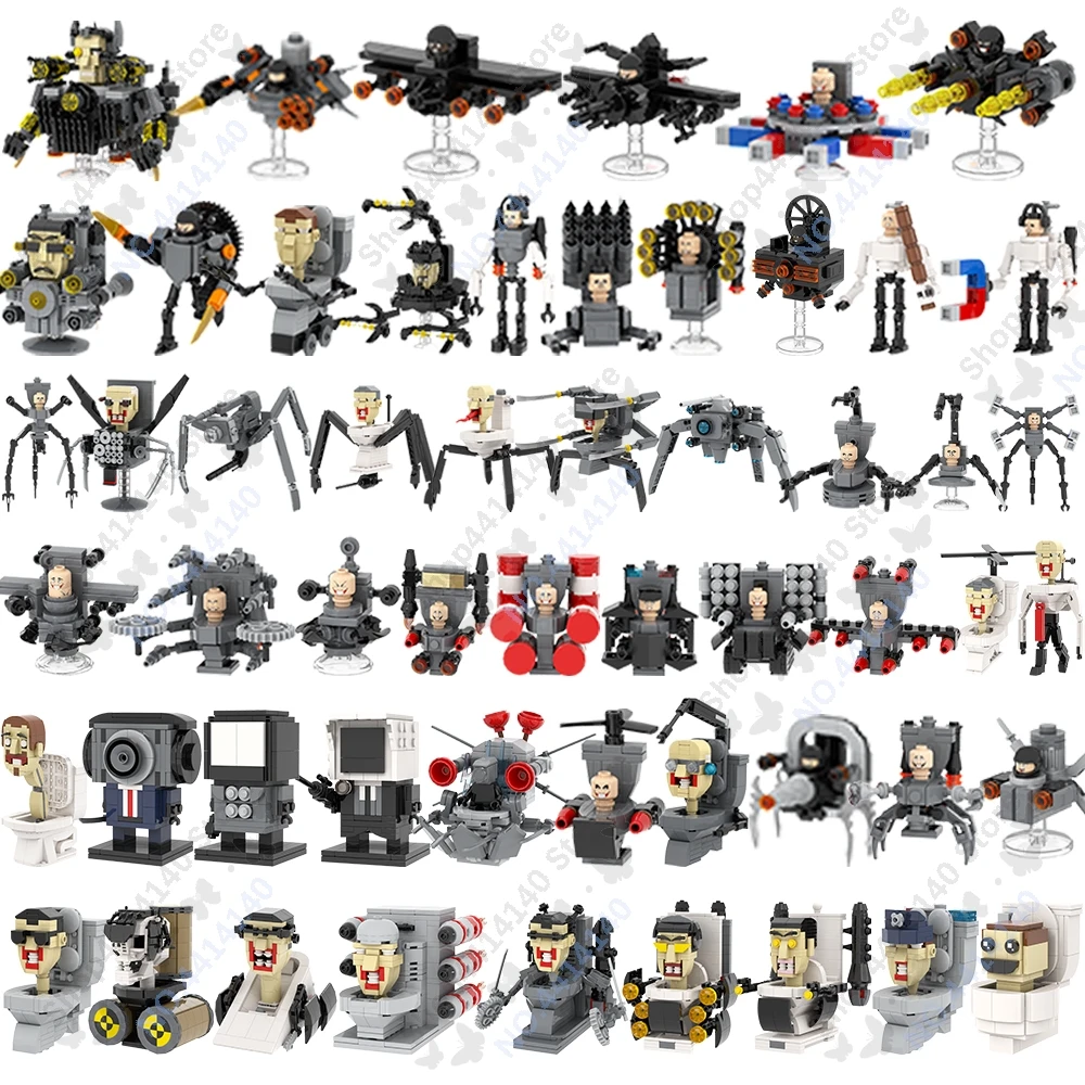 MOOXI Anime Series Skibidi Toilet Figures Cameraman Battle Robot Building Blocks Model MOC Bricks DIY Montessori Toys Kids Gifts 1