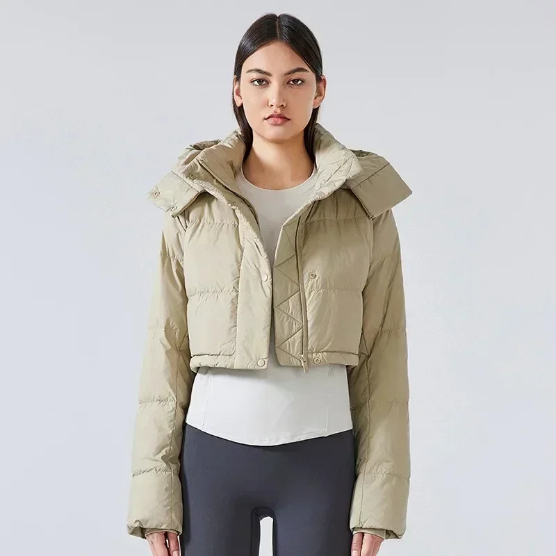 Lemon Wunder Puff Hooded Down Jacket Women's Detachable Hooded All-match Jacket Windproof Waterproof Sport Top 4